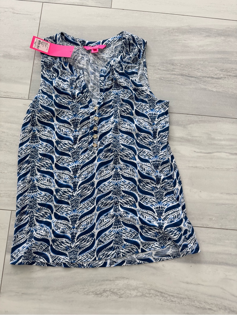 Lilly Pulitzer Printed Sleeveless Essie Tank Top A Mermaid’s Tail Print